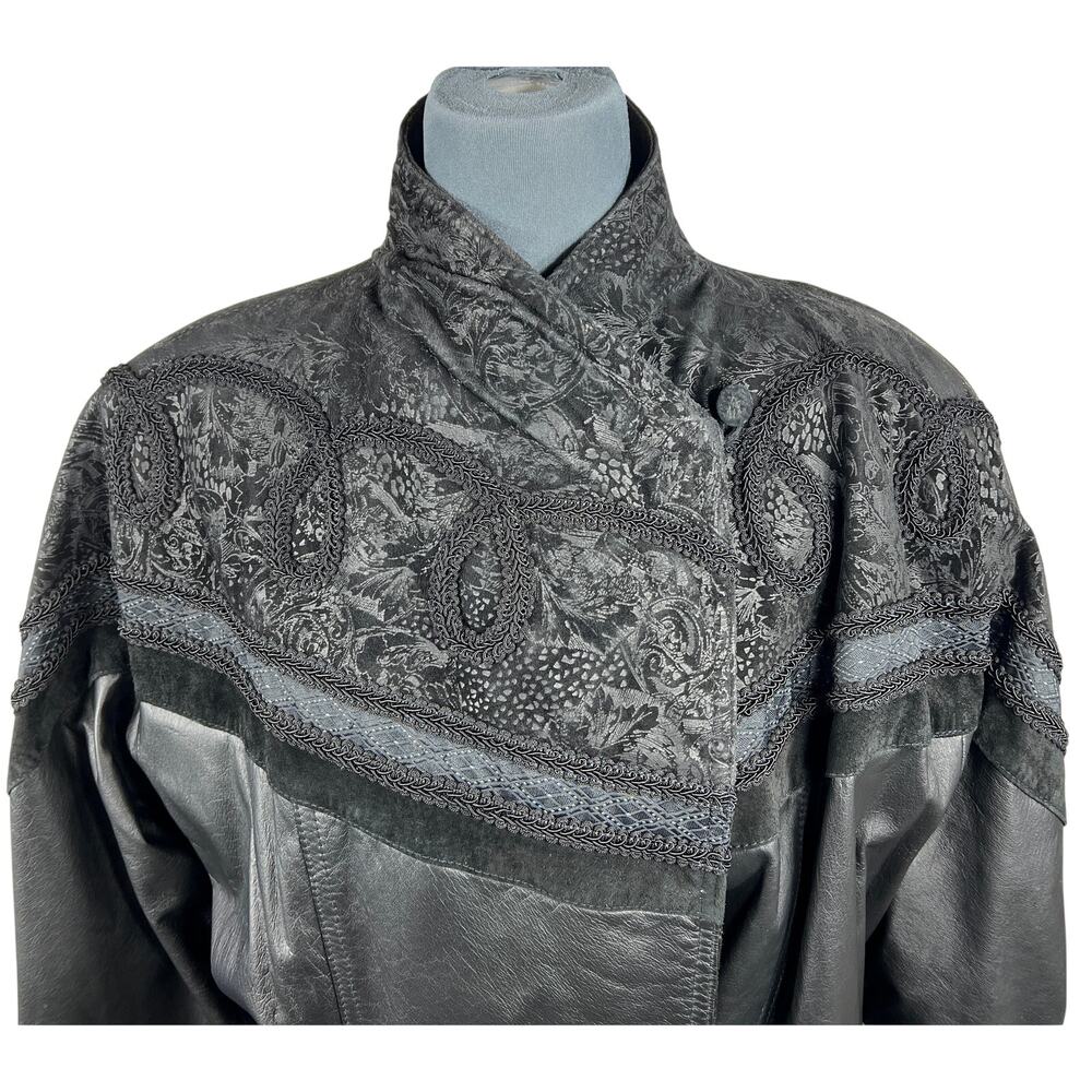 Wilsons Leather Long Trench Coat Jacket Mens Medium Black VTG Lace Suede Lined - Picture 10 of 16